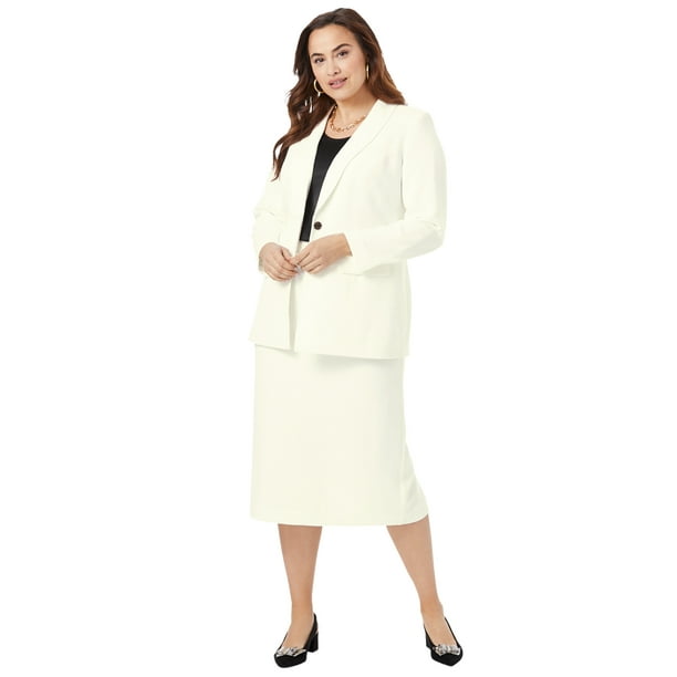 Jessica London Womens Plus Size Single-Breasted Skirt Suit Set